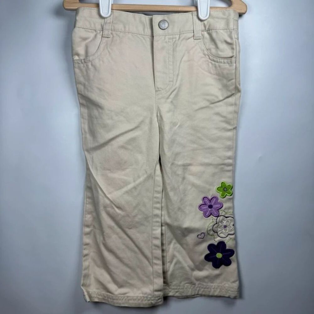 VTG Healthtex Toddler Girls 24 Months Pants Cream Floral Cotton Y2K Cottagecore